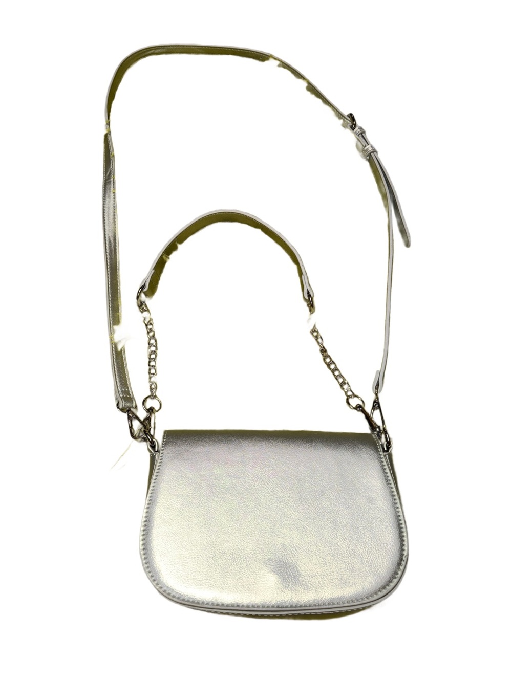 Silver Women's Crossbody Bag with Top Handle